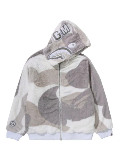 Bape Color Camo Stand Collar Hooded Jacket Grey