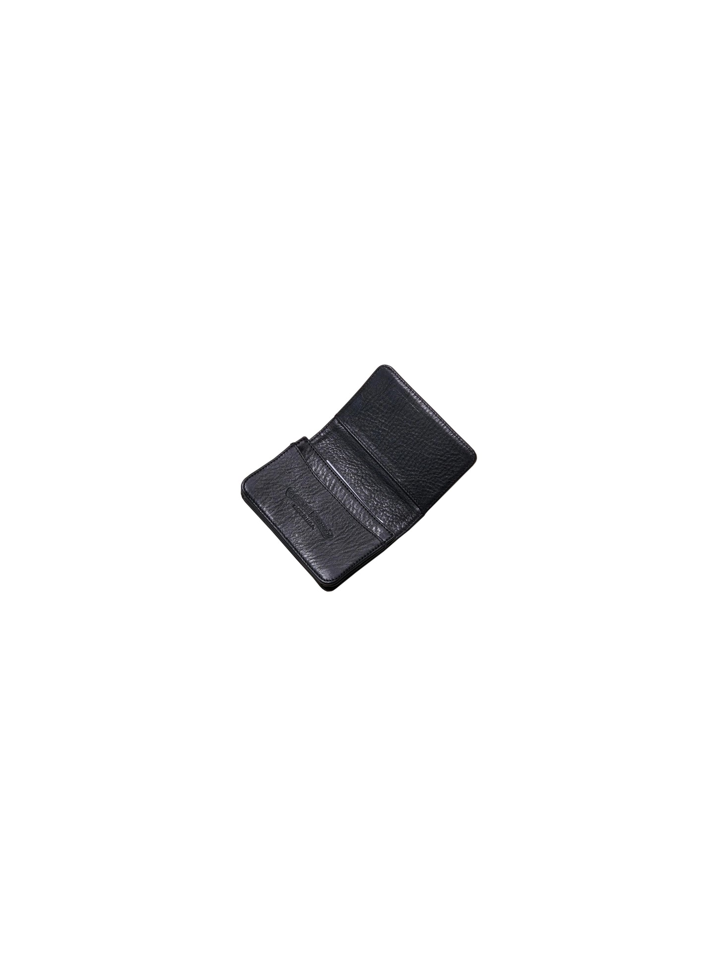 Chrome Hearts Scroll Three Pocket Leather Card Case Black