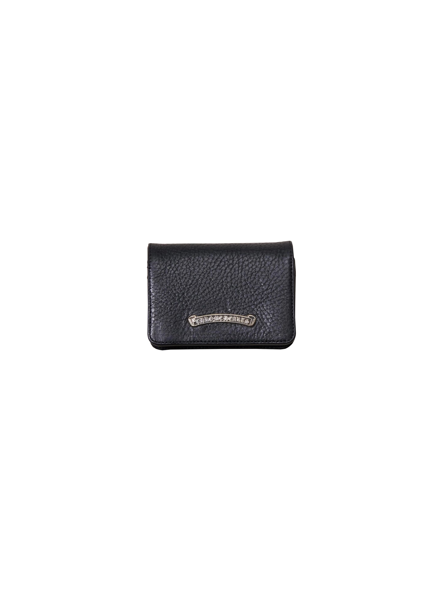 Chrome Hearts Scroll Three Pocket Leather Card Case Black