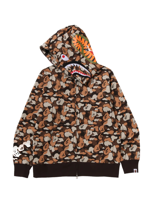 Bape Camo Shark Full Zip Hoodie Brown THINK 1st Anniversary