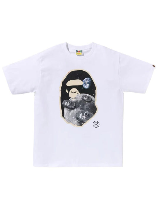 Bape Moon Ape Head Old Photo Tee White