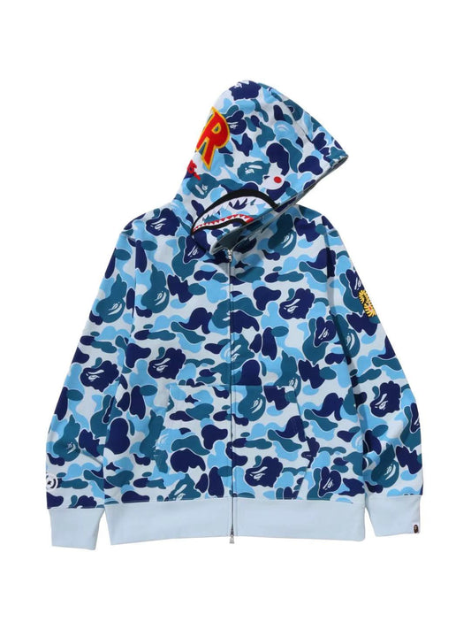 Bape Abc Camo 2nd Shark Full Zip Hoodie Blue