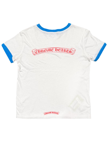 Chrome Hearts Roller Skate Red Horseshoe Logo Front Scroll Logo Back Tee White S C1322880-Used