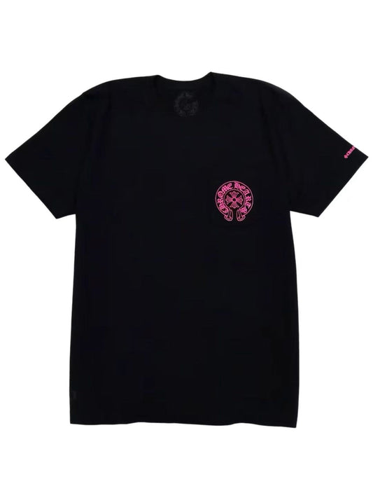Chrome Hearts Pink Horseshoe Logo Pocket Tee Black