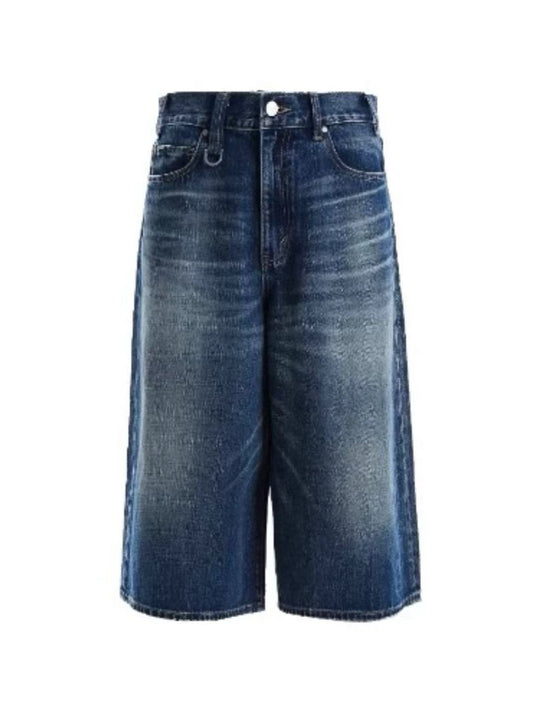 Pls DONT BLINK Retro Distressed Denim Shorts Washed Blue