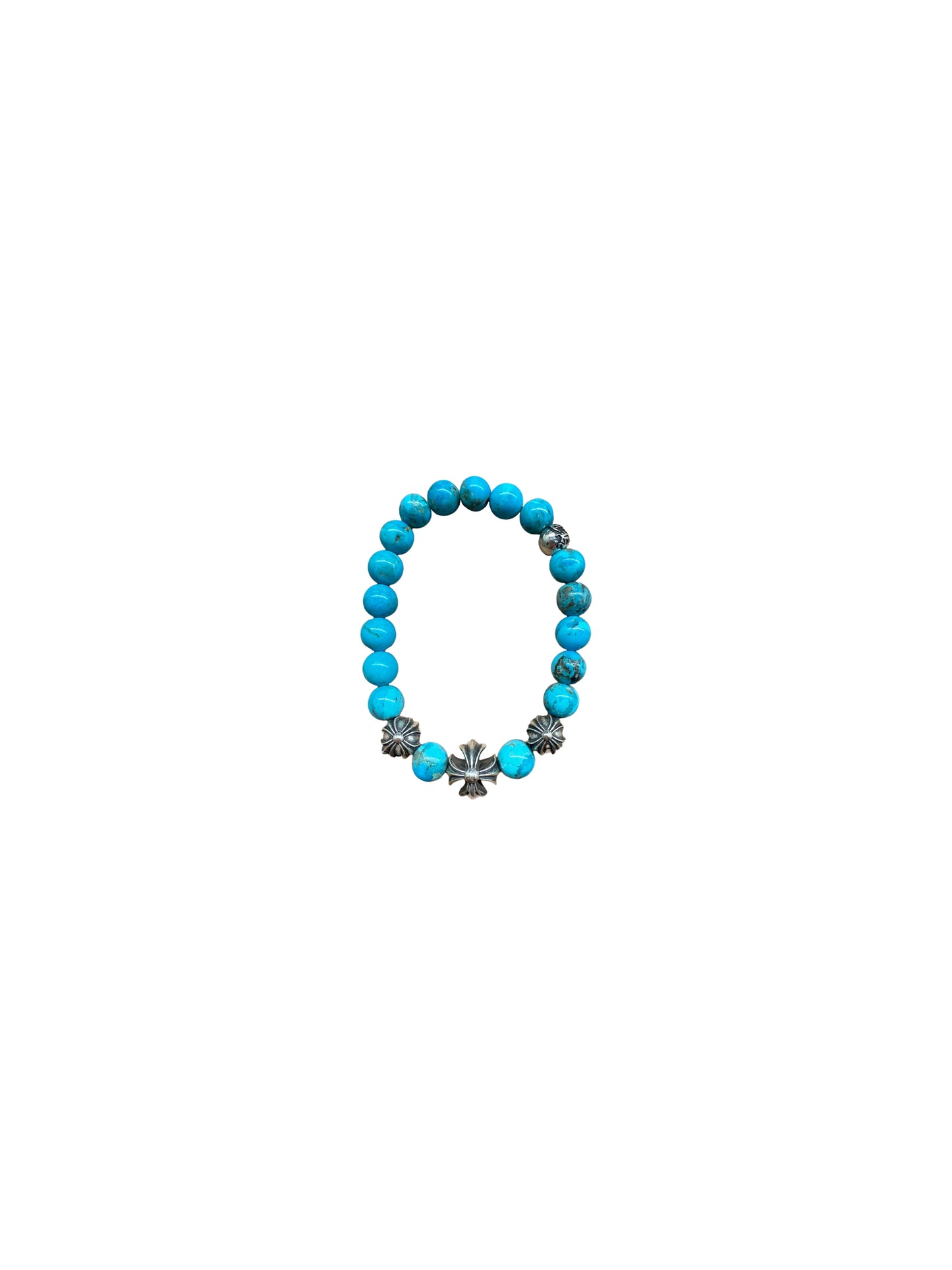 Chrome Hearts 6mm Turquoise Bead Bracelet with 4 Silver Balls