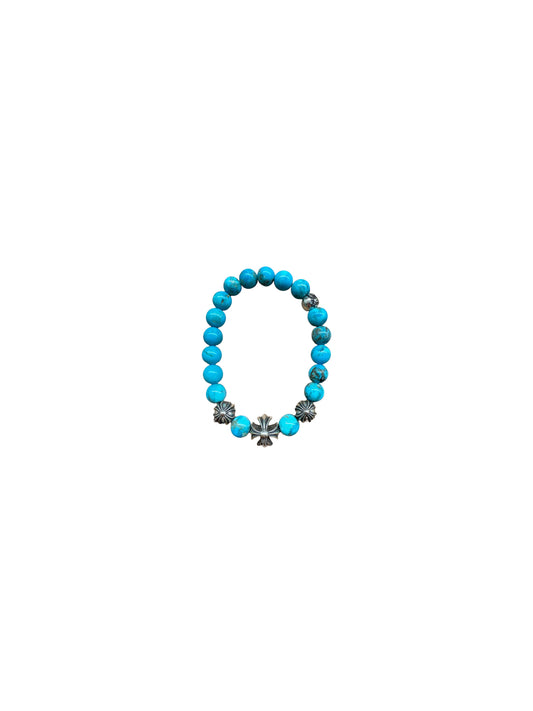 Chrome Hearts 6mm Turquoise Bead Bracelet with 4 Silver Balls
