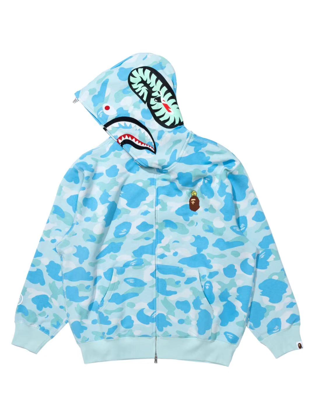 Bape x Straykids Bbokari Shark Full Zip Hoodie Sky Blue