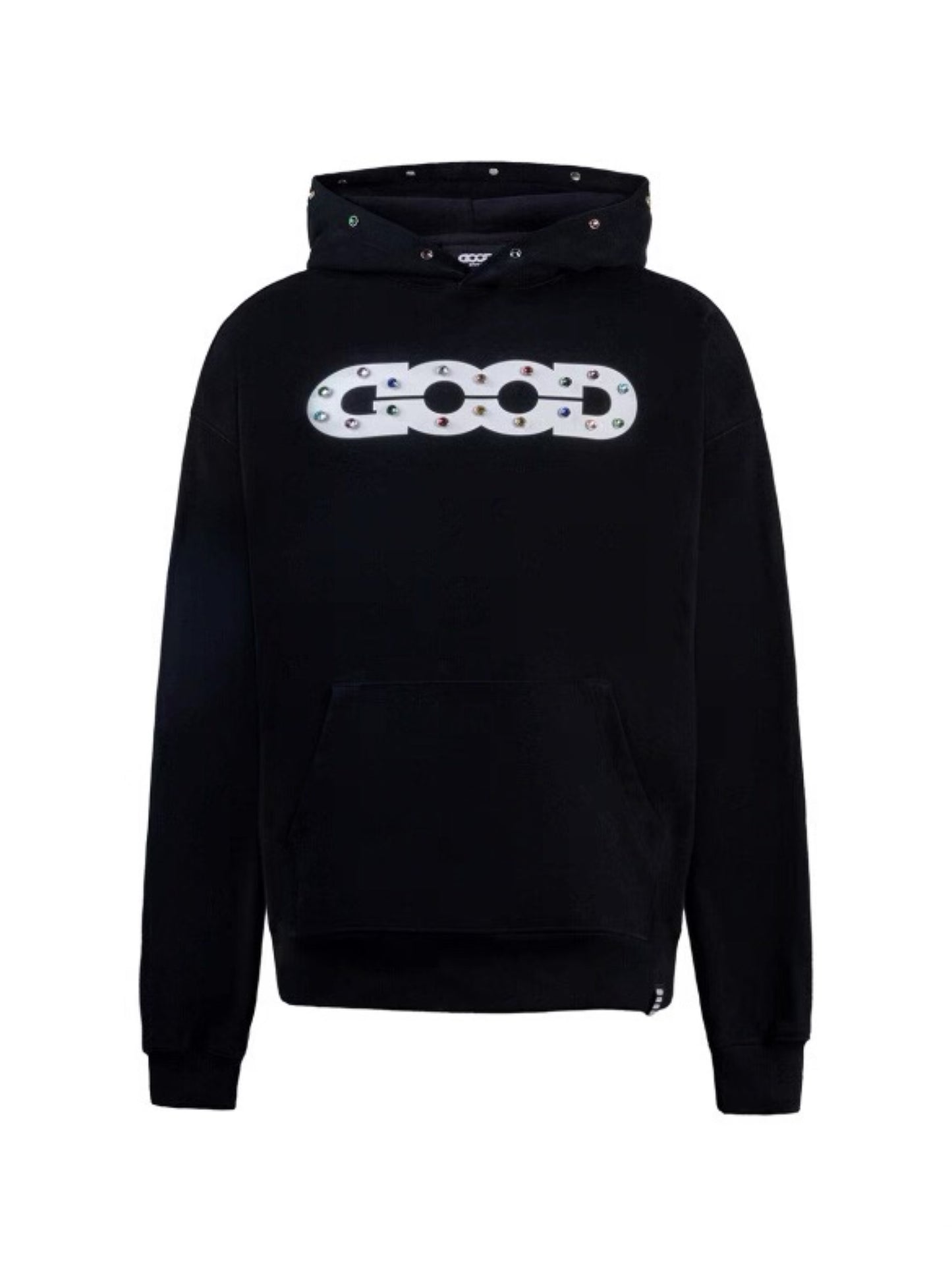 GODD BRAND Rainbow Rhinestone Hoodie Black