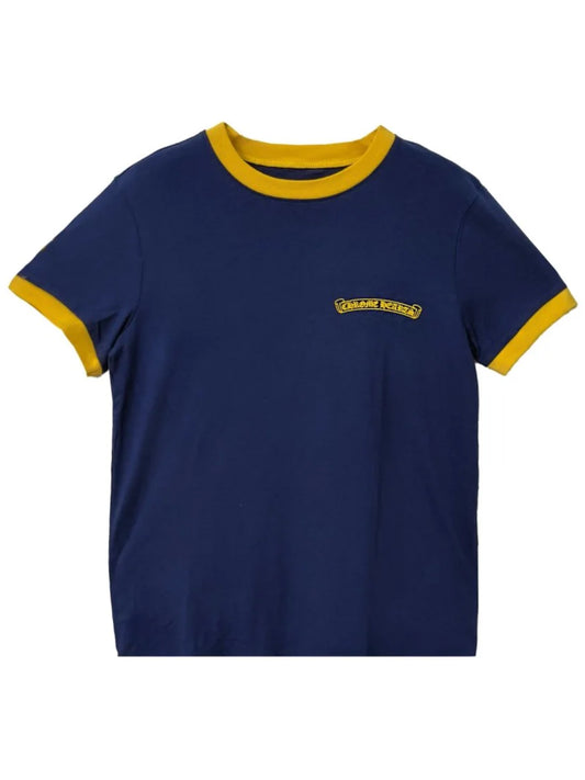 Chrome Hearts Roller Skate Yellow Scroll Logo Front Horseshoe Logo Back Tee Blue
