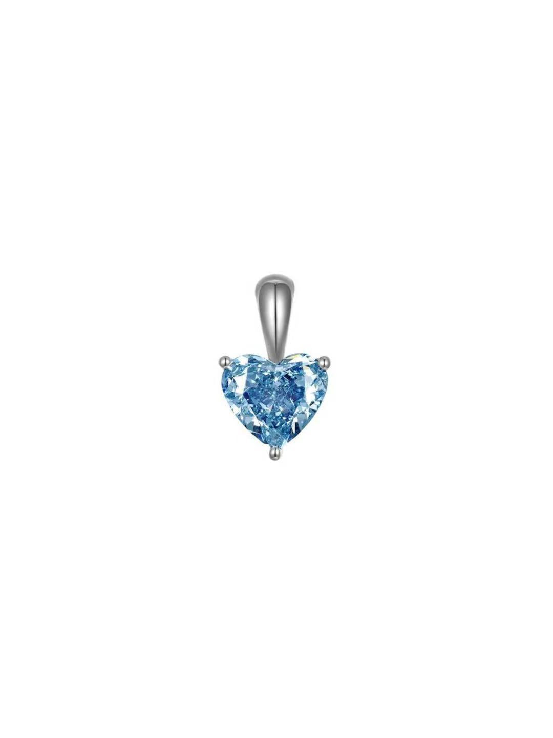 Neuromantic Heart Shape 1.62 Blue Diamond Pandent 18K White Gold