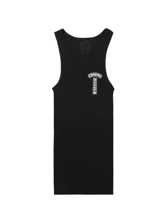 Chrome Hearts T Shape Logo Front Cross Logo Back Tank Top Black