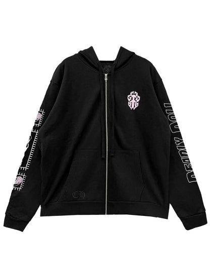 Chrome Hearts Deadly Doll Pink Dagger Logo Zip Hoodie Black