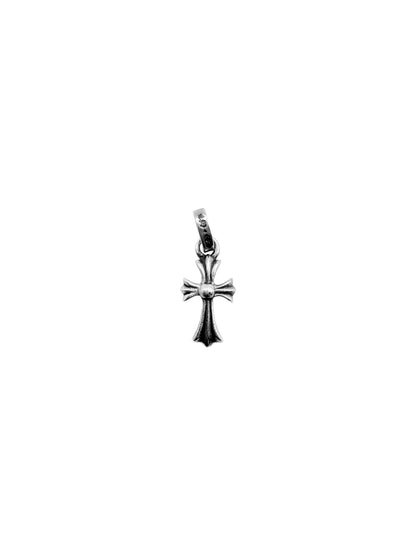 Chrome Hearts Black Diamond Baby Fat Tiny Cross Silver Pendant