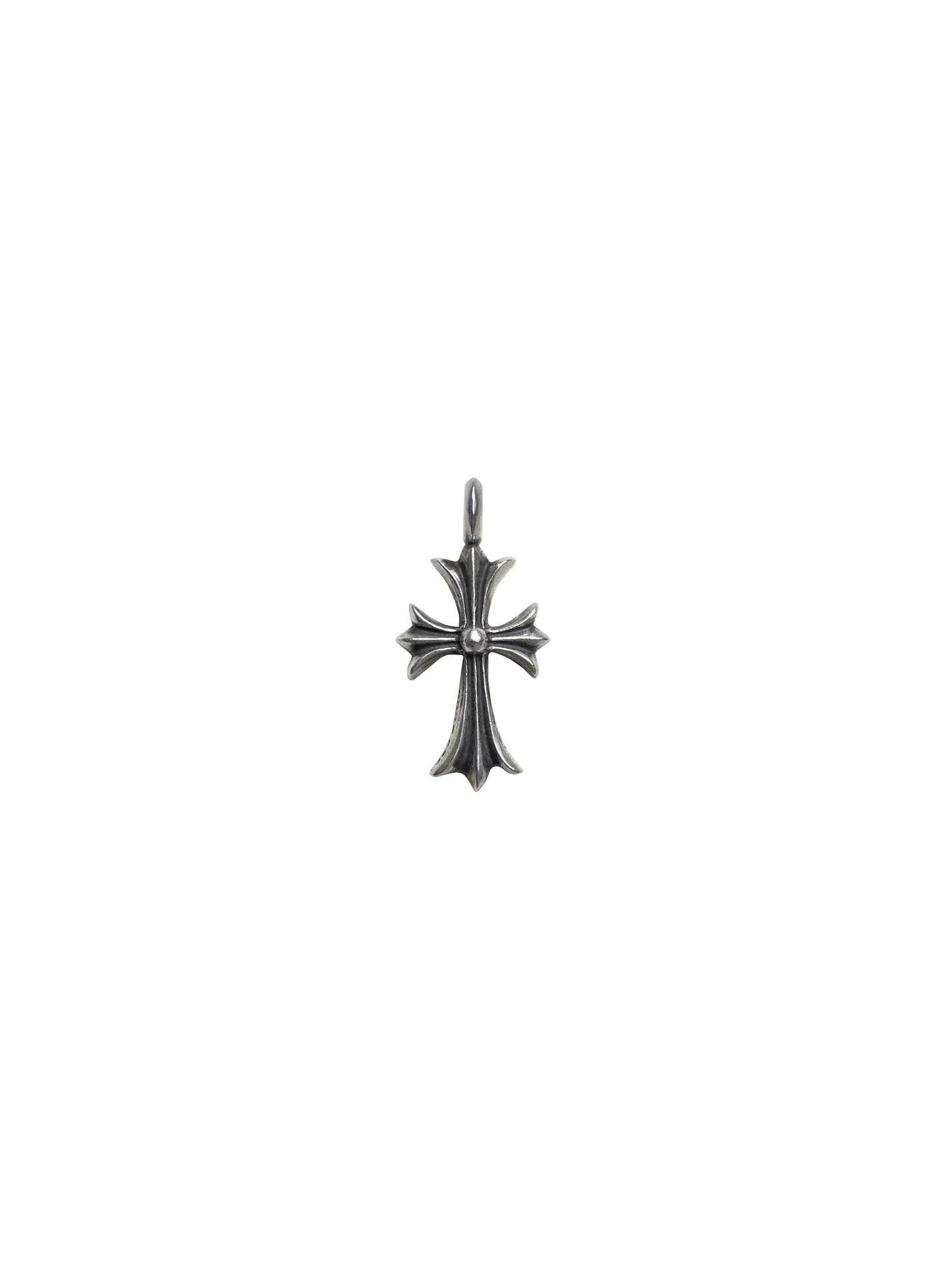 Chrome Hearts Black Diamond Tiny CH Cross Silver Pendant