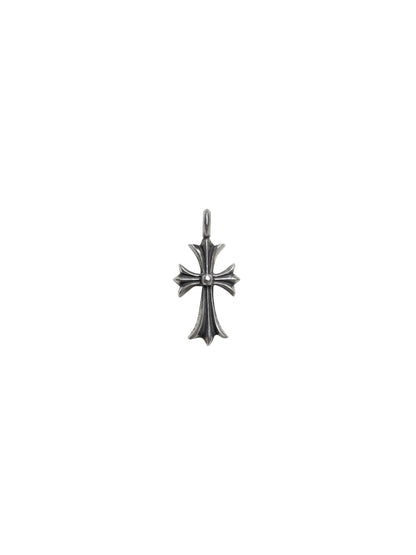 Chrome Hearts Black Diamond Tiny CH Cross Silver Pendant