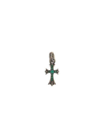 Chrome Hearts Emerald Baby Fat Tiny Cross Silver Pendant