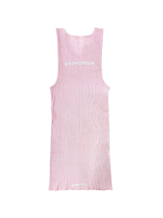 Chrome Hearts White Love You Tank Top Pink