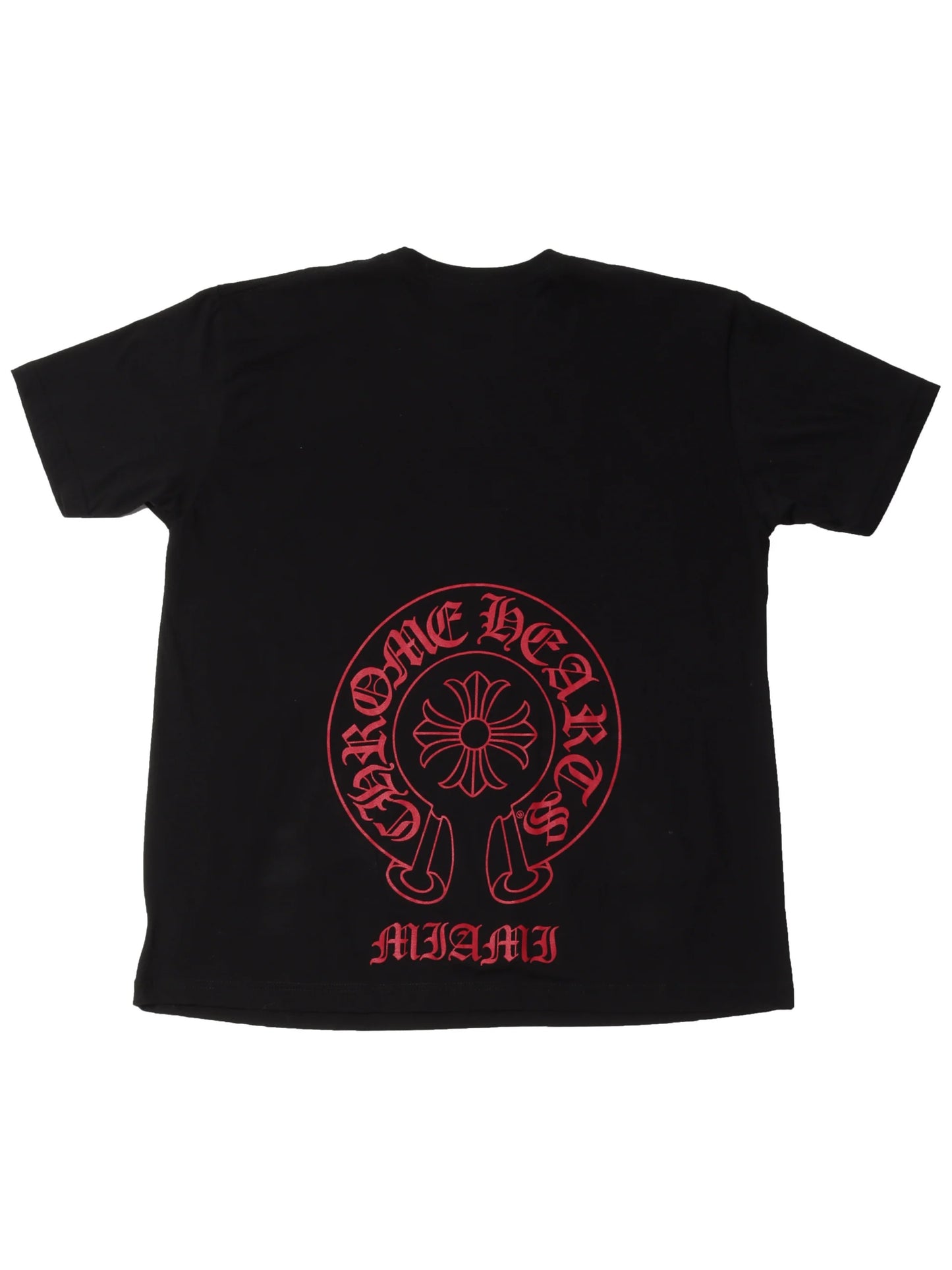 Chrome Hearts Red Horseshoe Print Miami Edition Pocket Tee Black