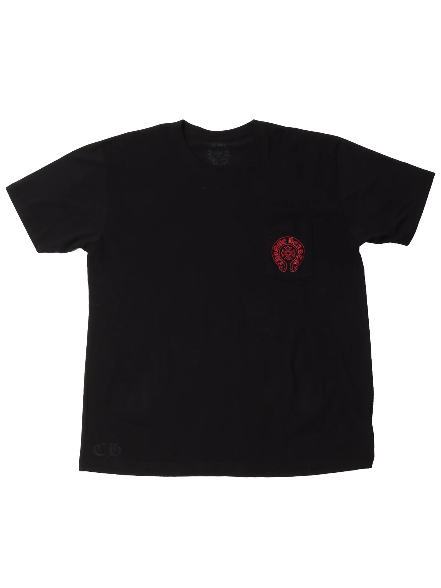 Chrome Hearts Red Horseshoe Print Miami Edition Pocket Tee Black