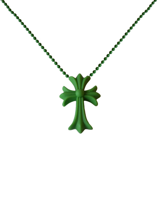 Chrome Hearts Silicone Rubber CH Cross Necklace Green
