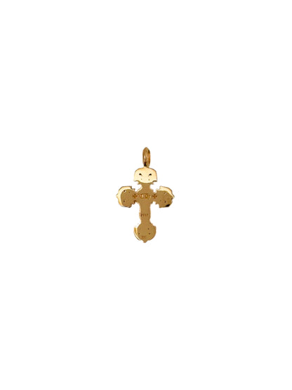 Chrome Hearts 22K Gold Tiny Filigree Cross with Emerald Pendant