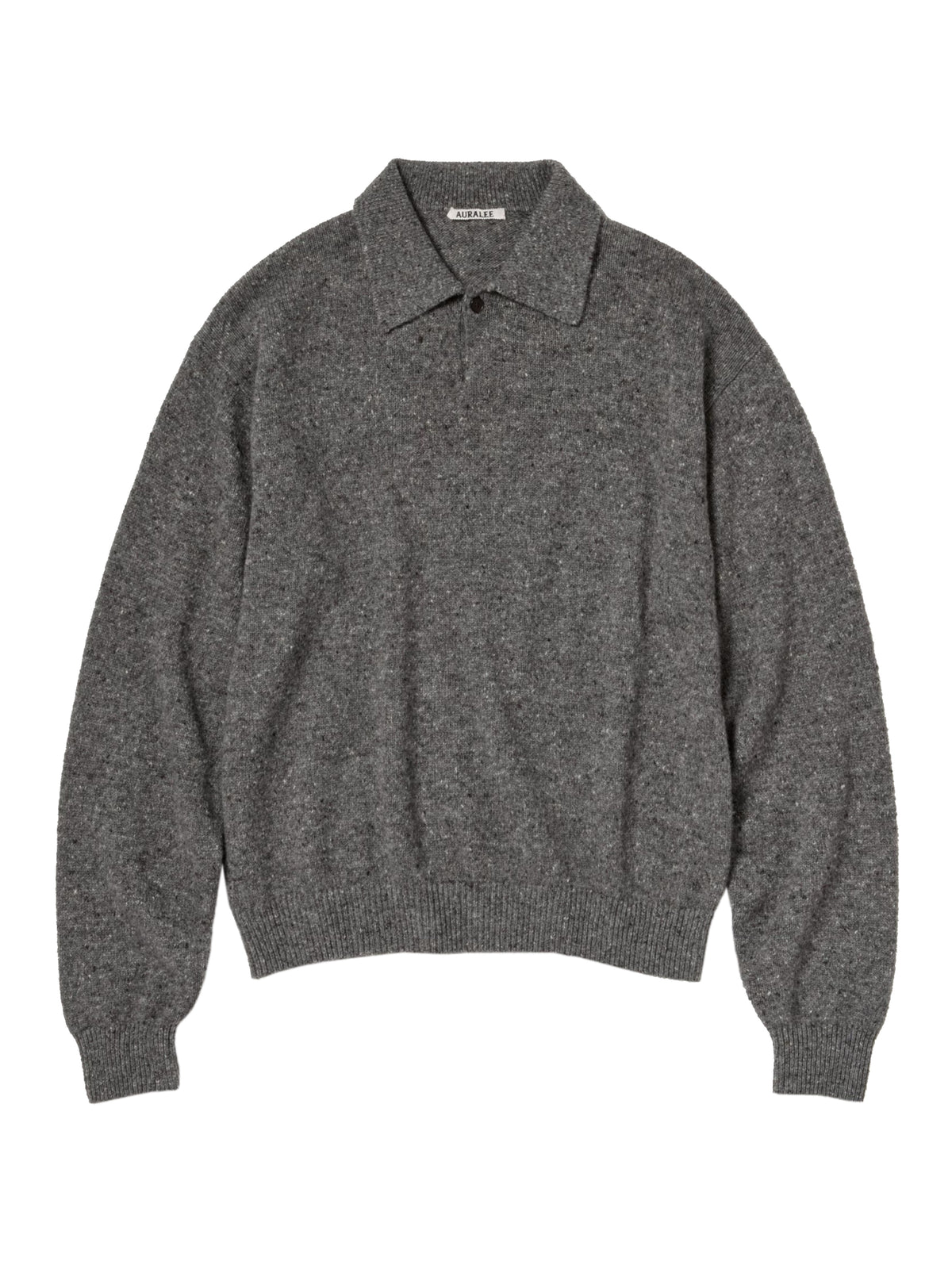 Auralee Cashmere Nep Knit Polo Mix Grey