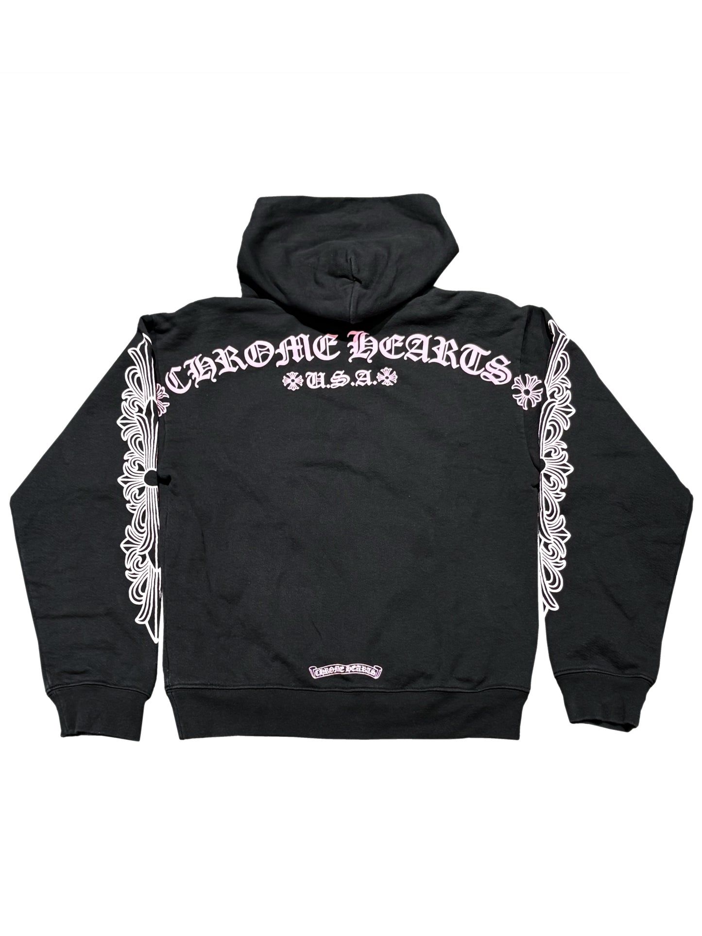 Chrome Hearts Matty Boy Script Logo Pink Floral Sleeve Hoodie Black S C119050077-Used