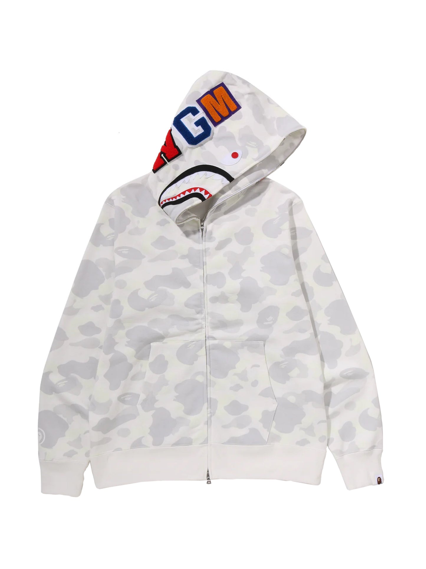 Bape City Camo Shark Full Zip Hoodie Glow in Dark White