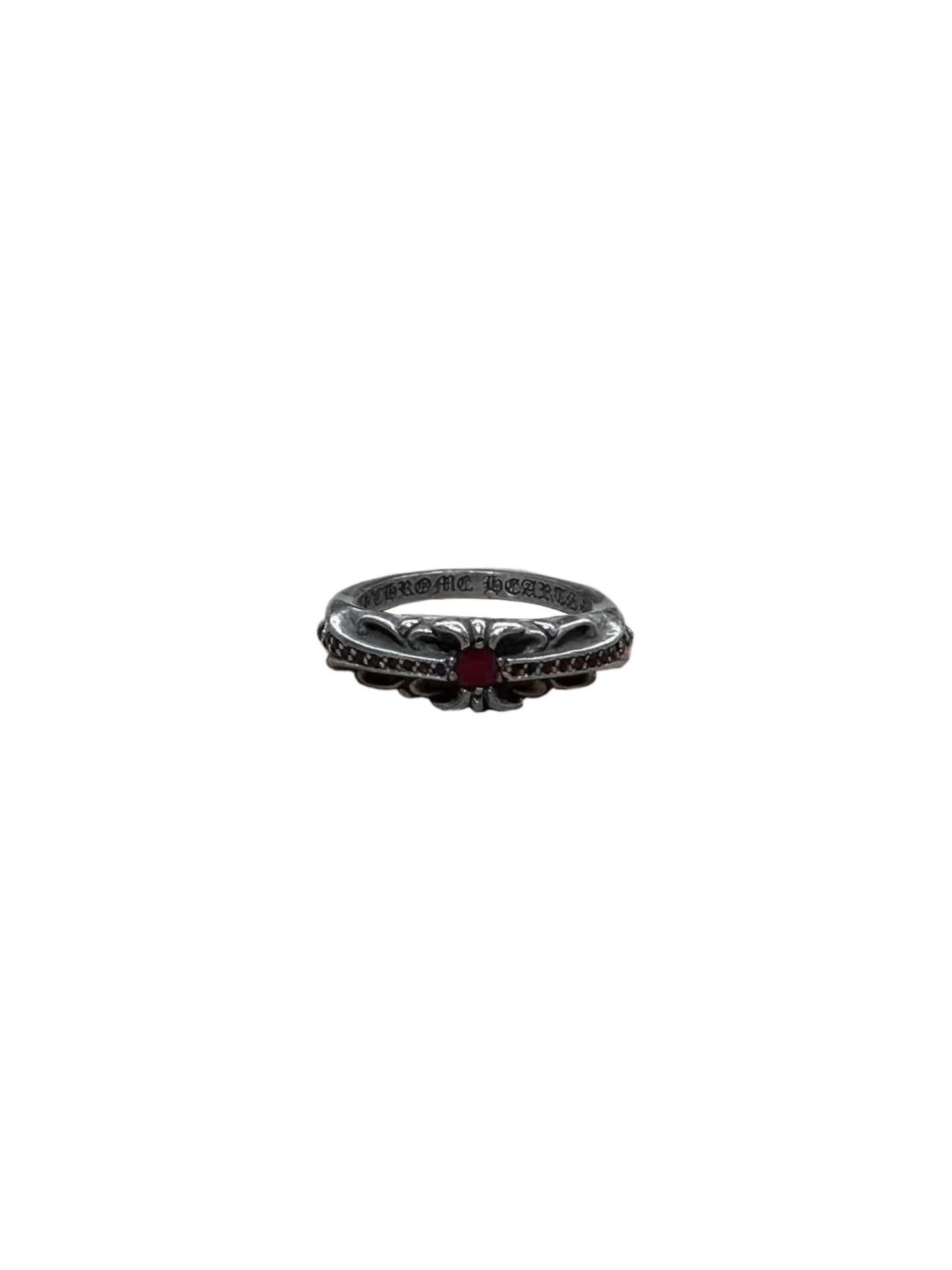 Chrome Hearts Silver Baby Floral Ring with Ruby US 5.5 C119235382-Used