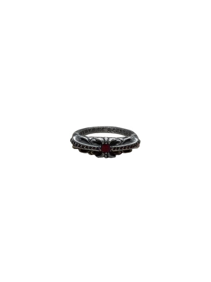 Chrome Hearts Silver Baby Floral Ring with Ruby US 5.5 C119235382-Used
