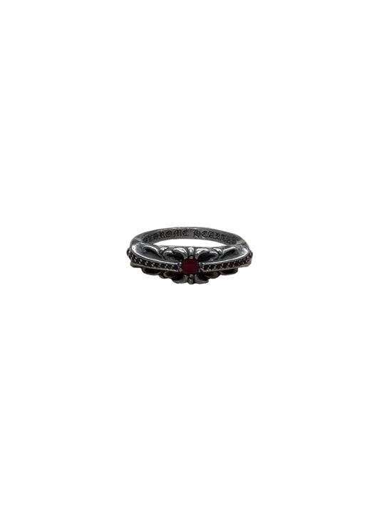 Chrome Hearts Silver Baby Floral Ring with Ruby US 5.5 C119235382-Used