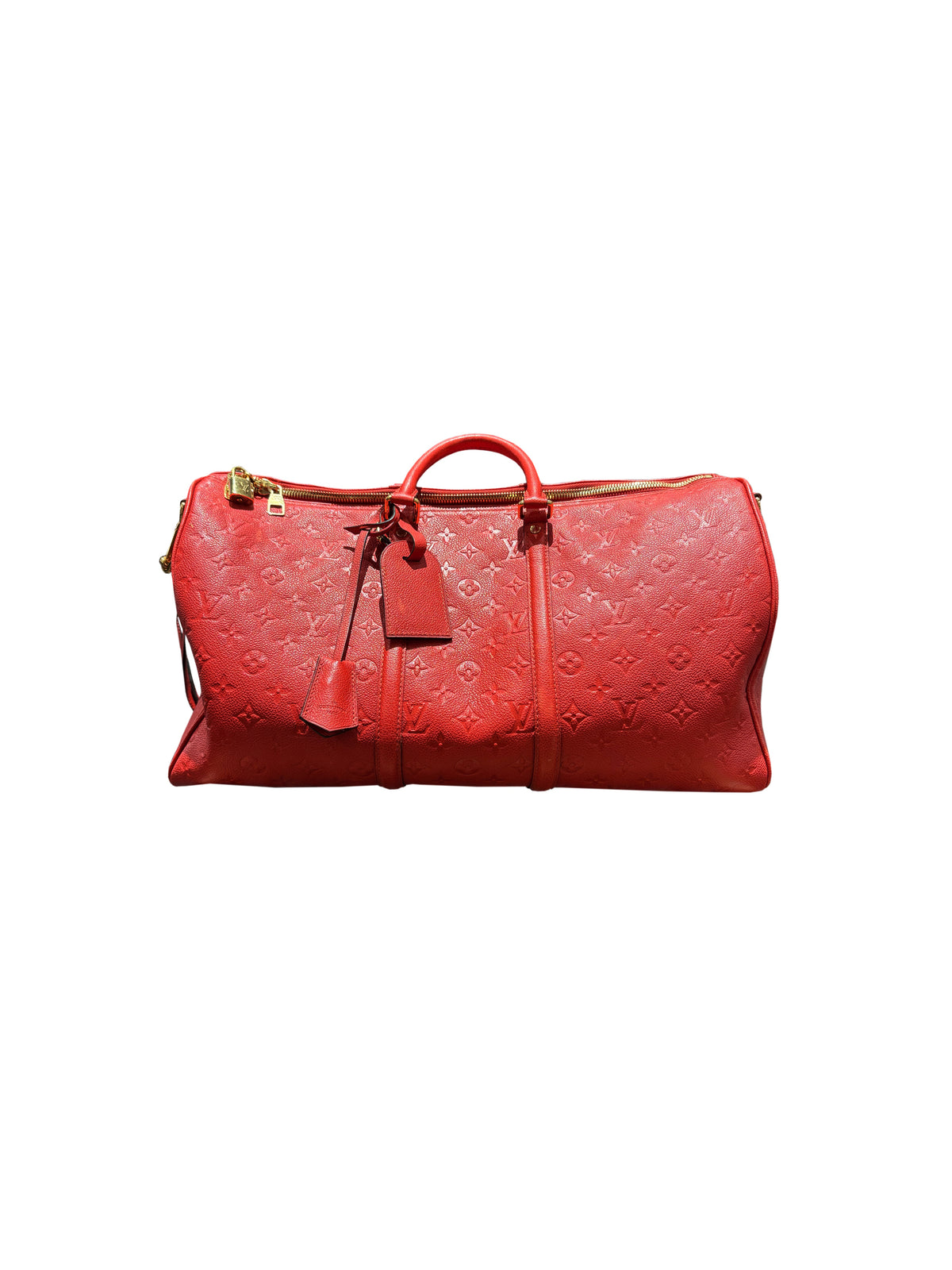 Louis Vuitton Red Leather Monogram Keepall 50 C116081078-Used