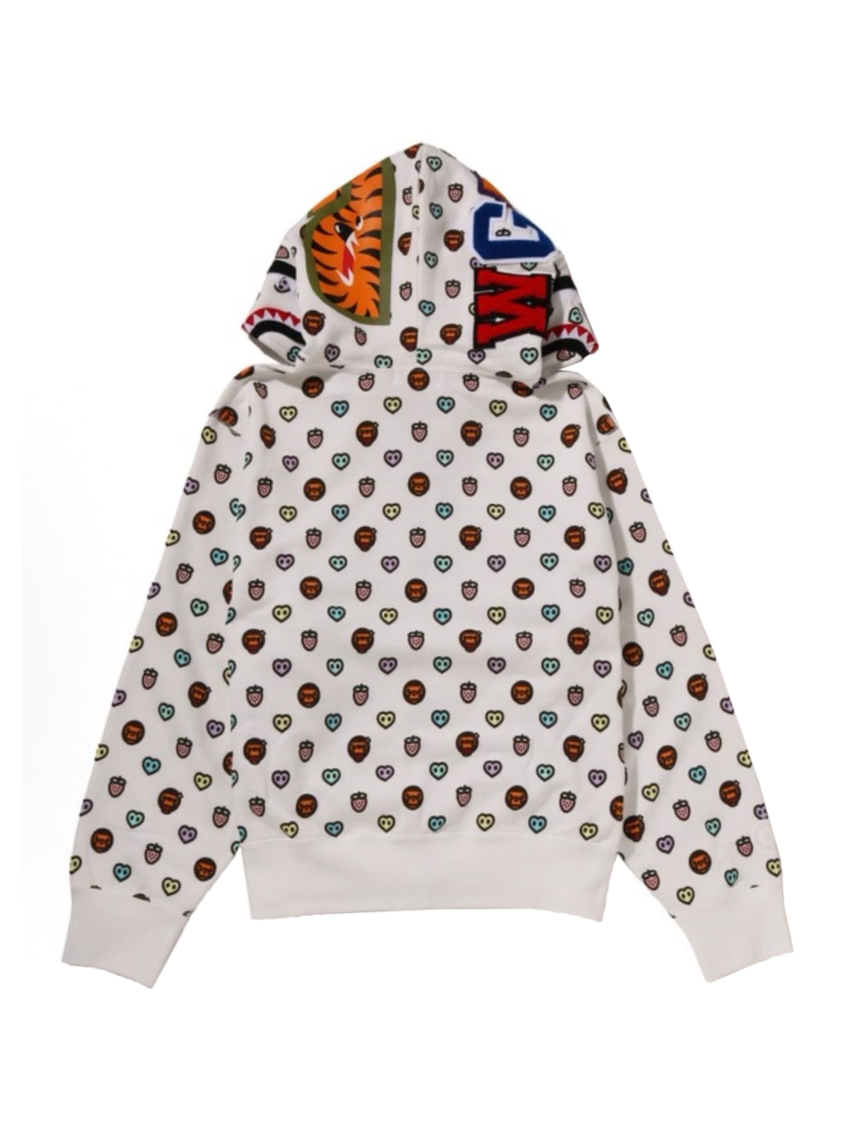 Bape Milogram Sweets Pattern Shark Full Zip Hoodie White