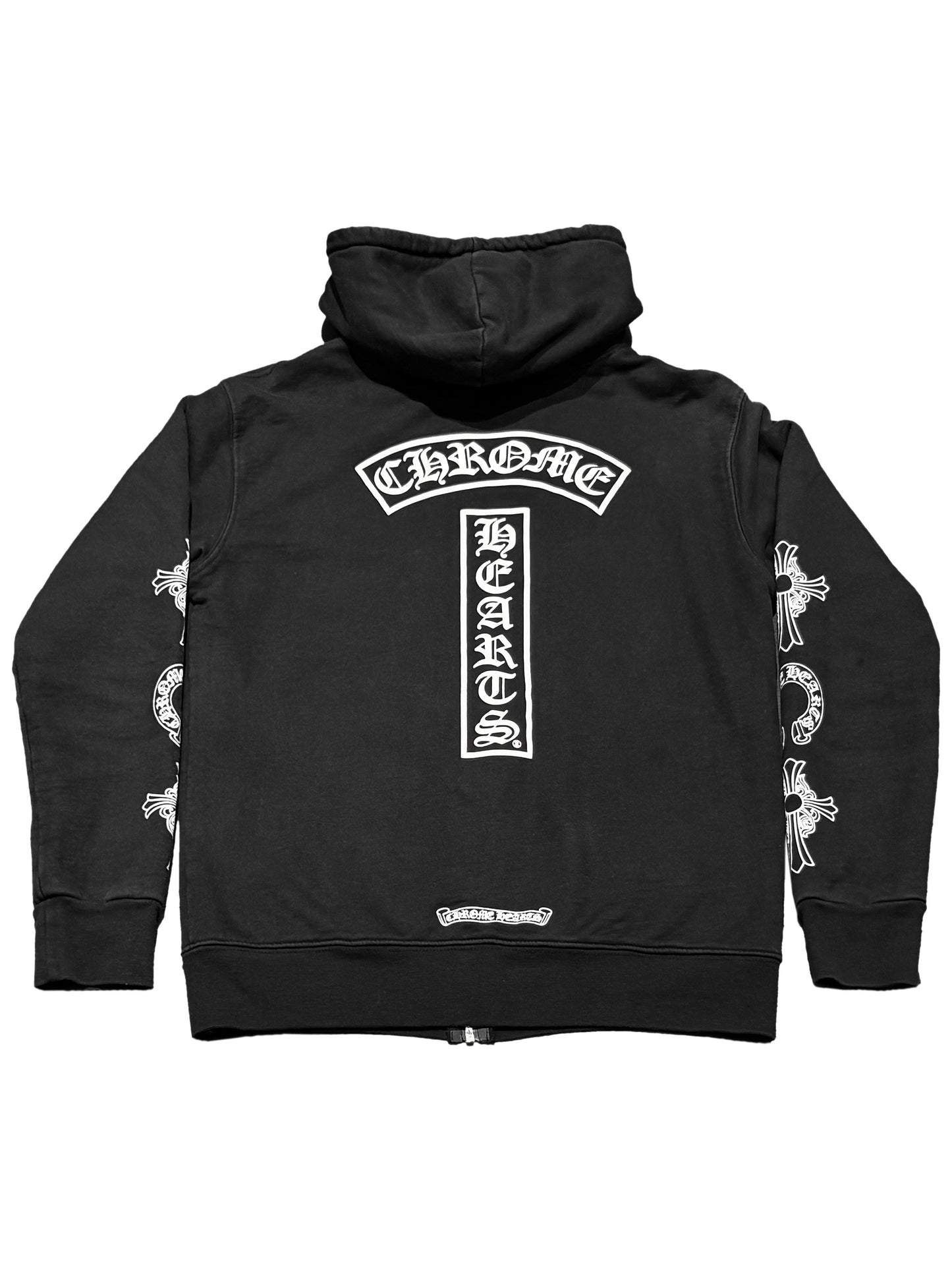 Chrome Hearts Multi Logo Sleeve T Bar Logo Back Waffle Zip Hoodie Black M C119141491-Used