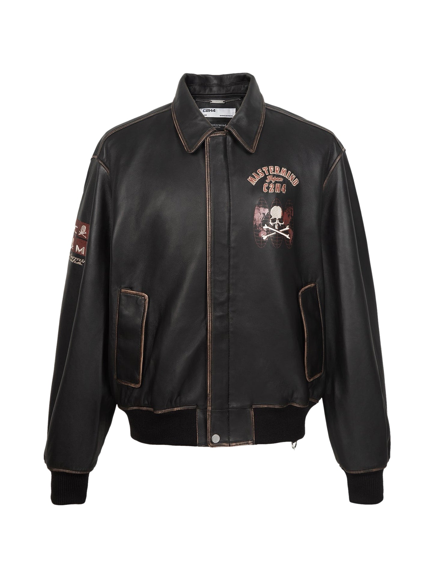 C2H4 x mastermind JAPAN Washed Leather Jacket Black