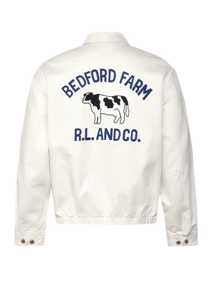 Polo Ralph Lauren Cow Back Embroidery Harrington Jacket White