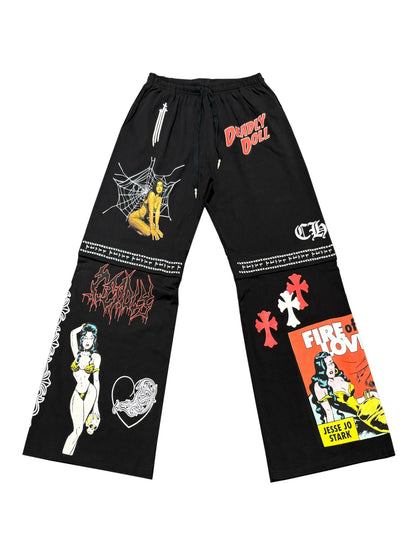 Chrome Hearts Deadly Doll Comic Loose Pants Balck M C119183690-Used