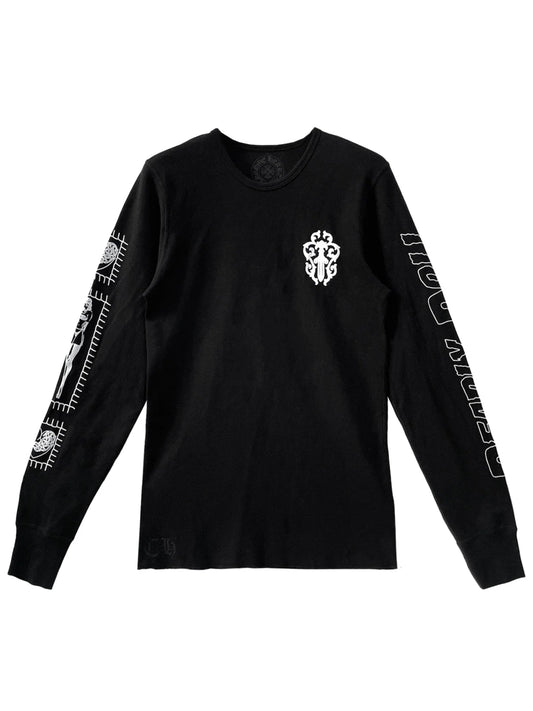 Chrome Hearts Deadly Doll Horseshoe Logo Waffle Thermal LS Tee Black