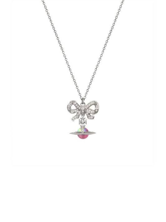 Vivienne Westwood Octavie Pendant Necklace Platinum White Pink