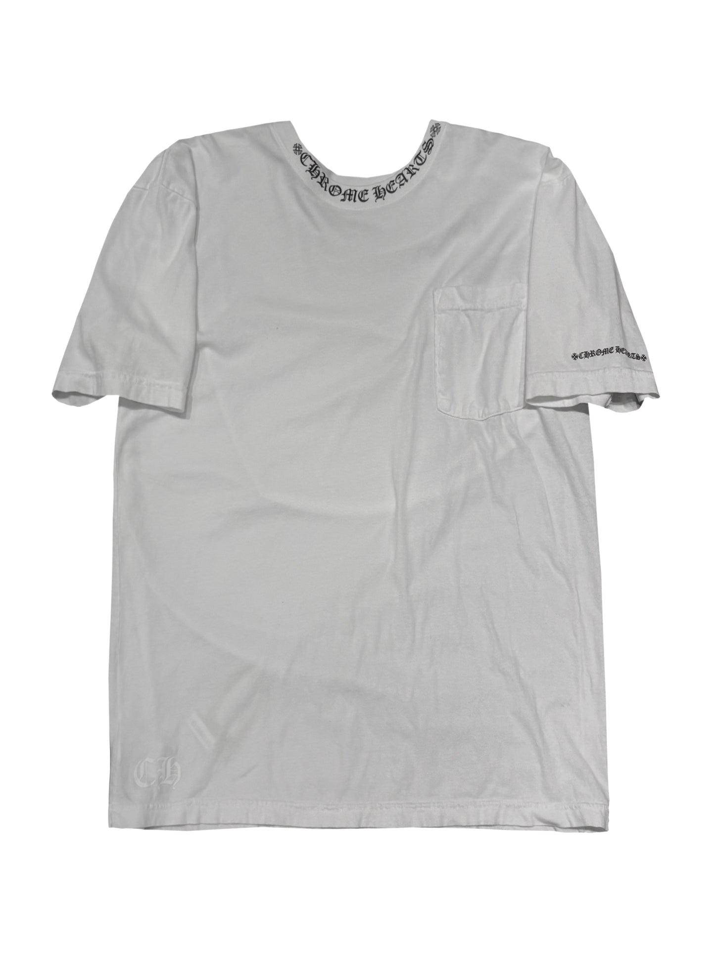 Chrome Hearts Black Neck Script Logo Tee White XL C118605781-Used