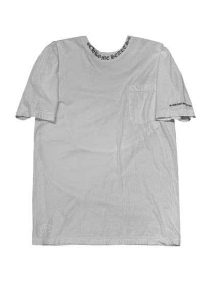 Chrome Hearts Black Neck Script Logo Tee White XL C118605781-Used