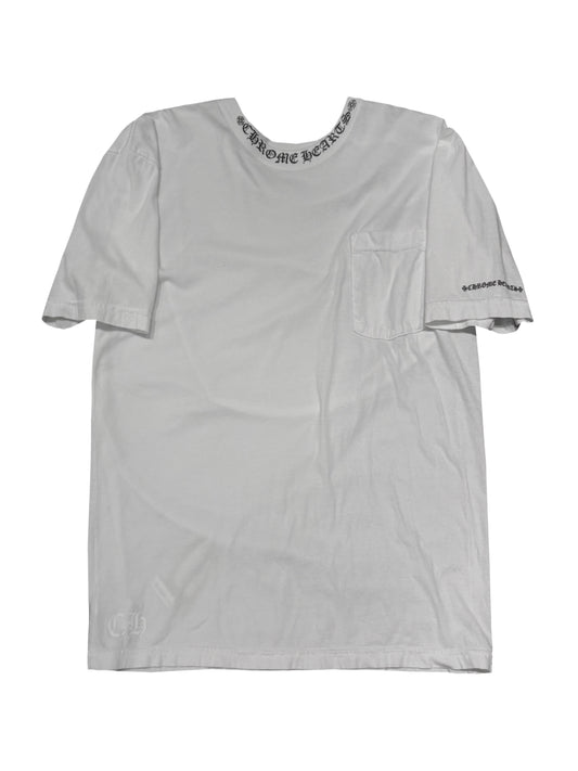Chrome Hearts Black Neck Script Logo Tee White XL C118605781-Used