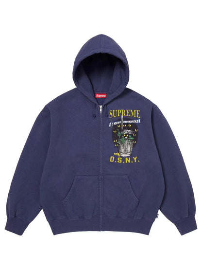 Supreme DSNY Zip Up Hoodie Washed Navy