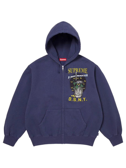 Supreme DSNY Zip Up Hoodie Washed Navy
