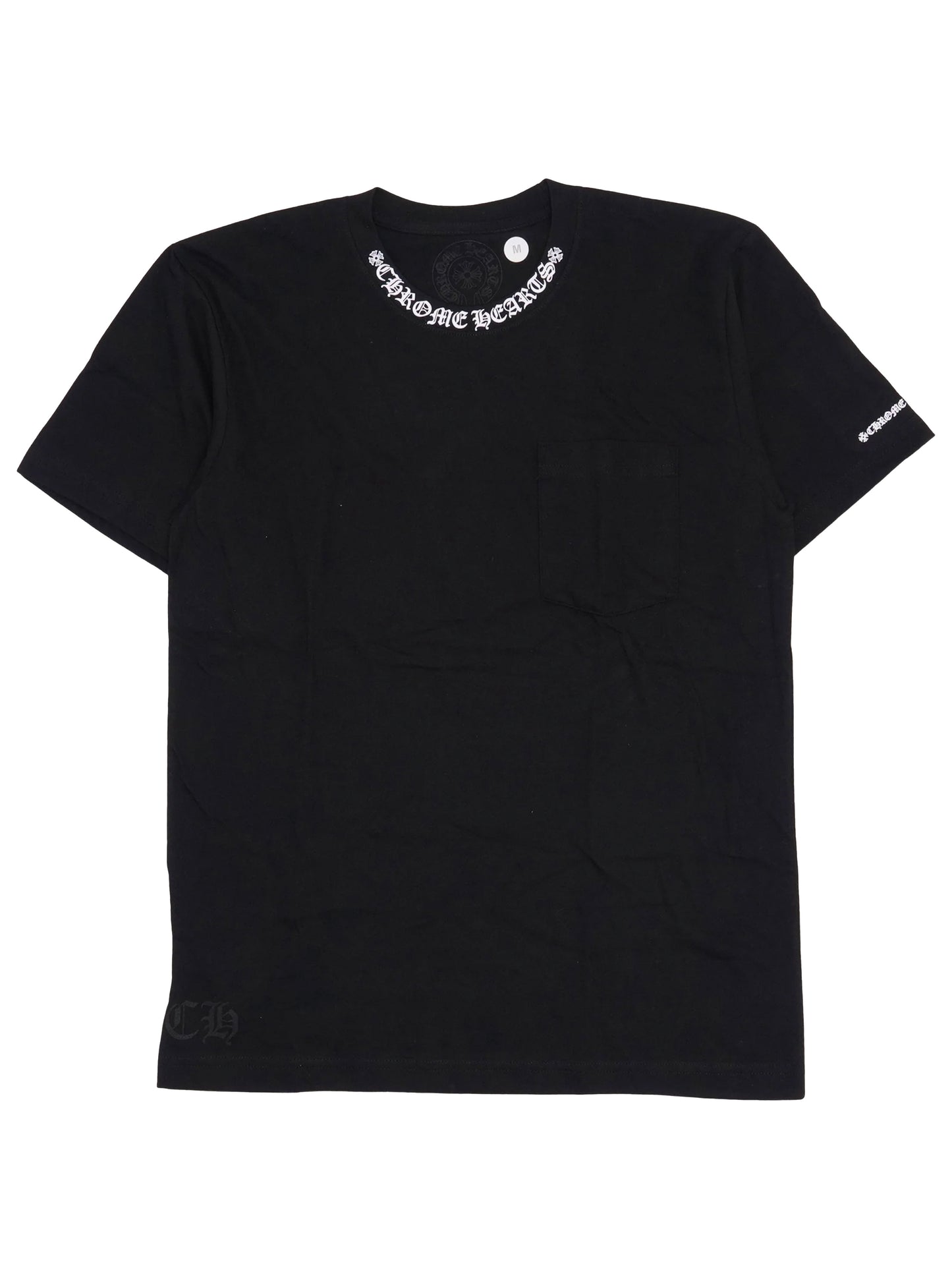 Chrome Hearts White Neck Script Logo Tee Black