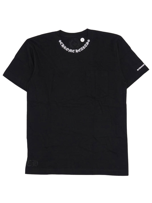 Chrome Hearts White Neck Script Logo Tee Black