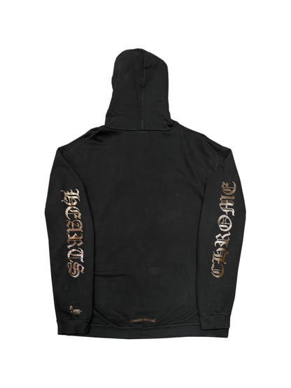 Chrome Hearts Brown Glitter Vertical Logo Zip Hoodie Black XL C119030639-Used