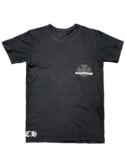 Chrome Hearts CH Cross Logo Pocket Big Damaged Horseshoe Logo Tee Black S C119141157-Used