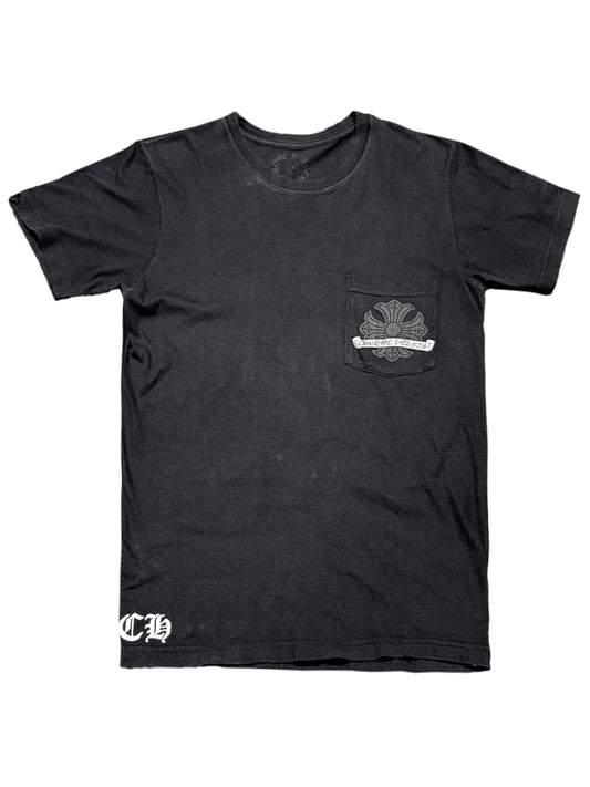 Chrome Hearts CH Cross Logo Pocket Big Damaged Horseshoe Logo Tee Black S C119141157-Used